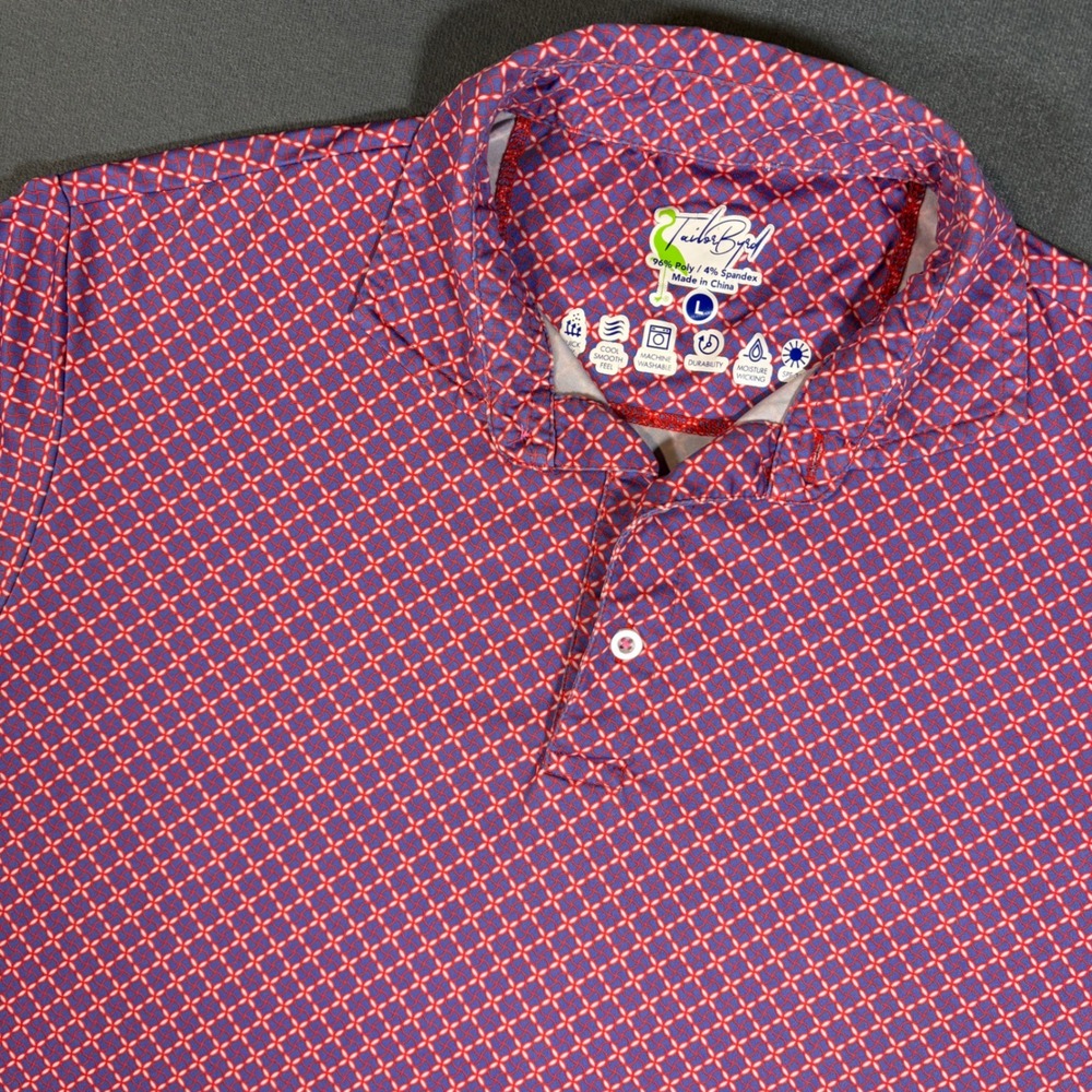 TailorByrd Golf Polo Shirt Men's Large Purple/Orange Diamond SPF 30 Performance